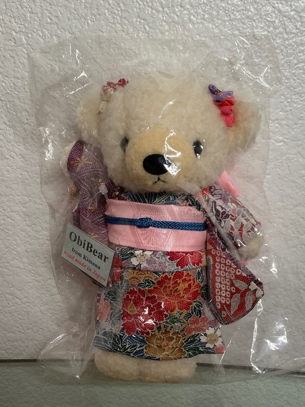 Midori Obi Stuffed Bear Wearing Kimono. 8.2" (21cm) made in Japan